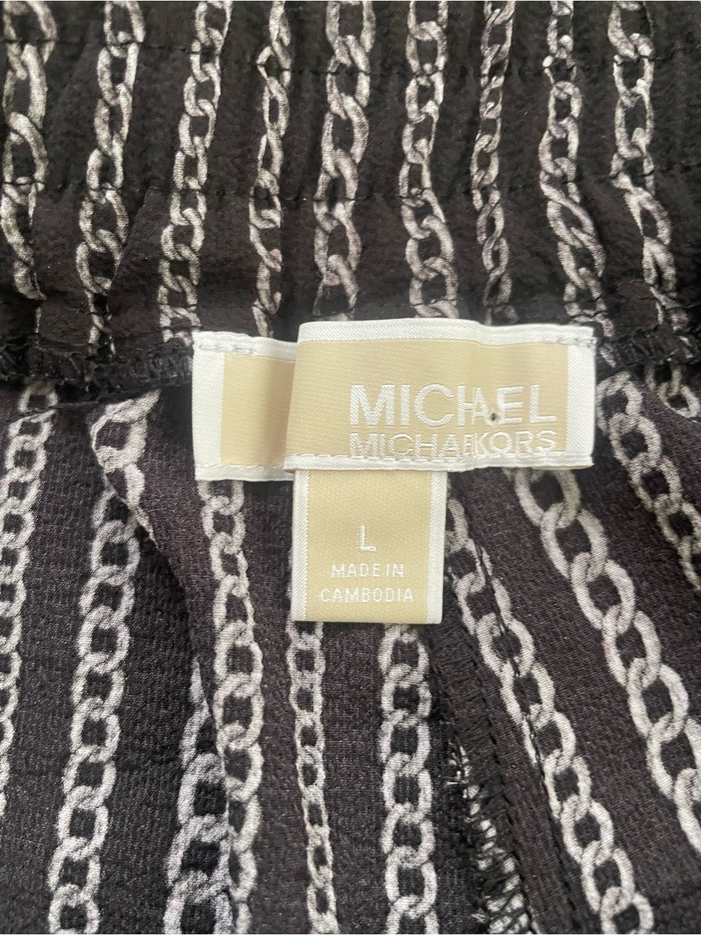 Women’s Michael Kors Pull On Drawstring Chain Link Pants Size L ~ Black/Gray - Picture 4 of 5